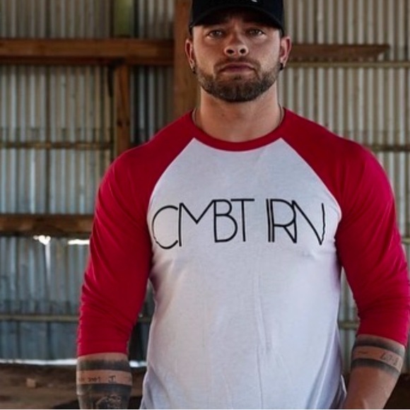 Combat Iron Apparel 3/4 Sleeve “CMBT IRN” Baseball Tee - Picture 1 of 2